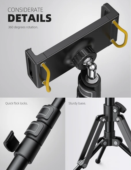 Lamicall Katlanabilir Tablet Tripod 360 Derece Dönme Kumandali FT02 - 6