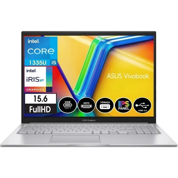 Asus Vivobook 15 X1504VA-NJ104N1 Intel Core I5-1335U 16GB 512GB SSD 15.6" Fhd IPS Panel Freedos Taşınabilir Dizüstü Bilgisayar