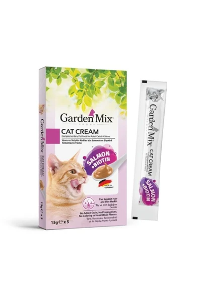 Garden Mix Somonlu Ve Biyotinli Sıvı Kedi Ödül Maması 5x15 gr