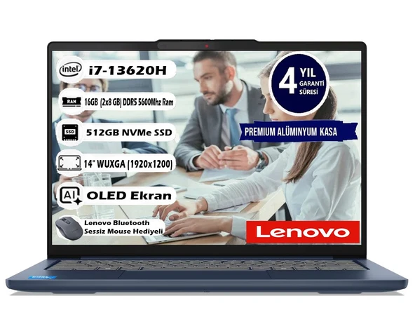Lenovo Ideapad Slim 5 14IRH10 Intel Core I7-13620H 16GB 512GB SSD 14" Wuxga (1920X1200) OLED Freedos Taşınabilir Bilgisayar 83HR004CTR