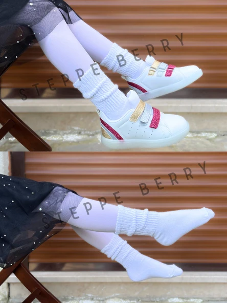 2 Çift Çocuk Beyaz  Slouchy Çorap