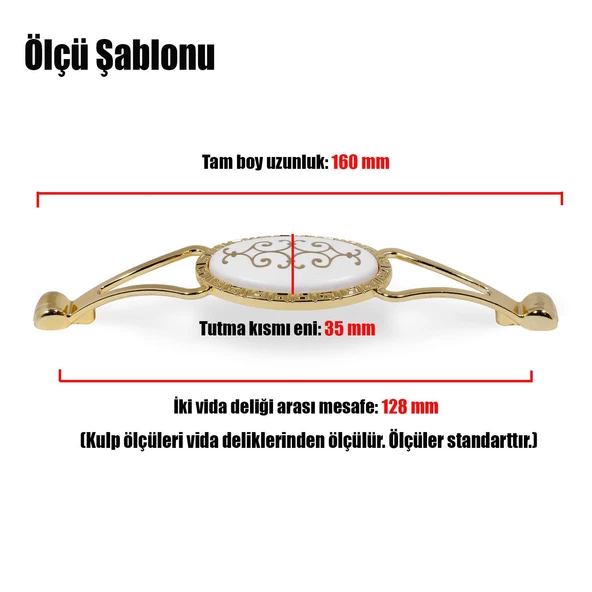 Seçil Çekmece Dolap Dolabı Kapak Kulpu Kulpları Kulbu Gold Metal Kulp 128 Mm (4 ADET) Mobilya Mutfak - 3