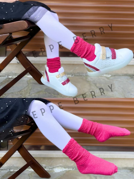 2 Çift Çocuk Fuşya  Slouchy Çorap