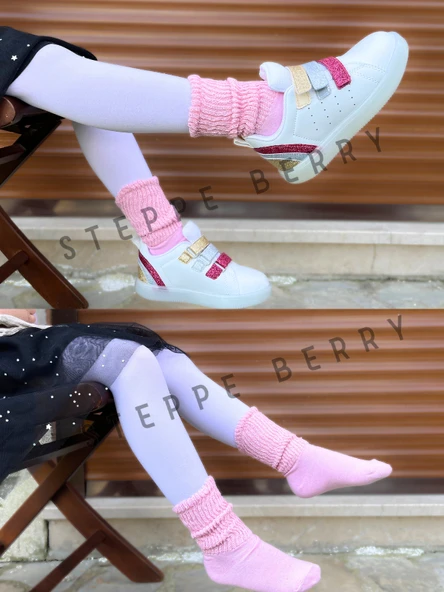 2 Çift Çocuk Pembe Slouchy Çorap