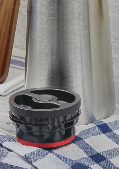 Bambu Saplı Çelik Termos - Bambu Saplı Çay Termosu - 2 Litre - 2