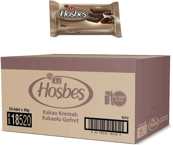 Eti Hoşbeş Kakao Kremalı Gofret 40 g x 24 Adet