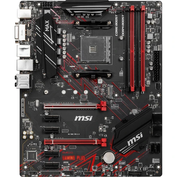 MSI B450 Gaming Plus MAX AM4 DDR4 3466(OC)DVI HDMI USB3.2 ATX Anakart