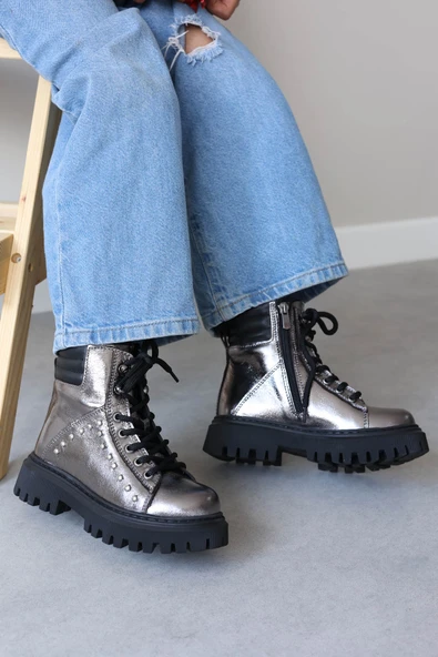 Hakiki Deri Kürklü  Unisex Çocuk Klasik Bot 612KFA1589-2 - 5