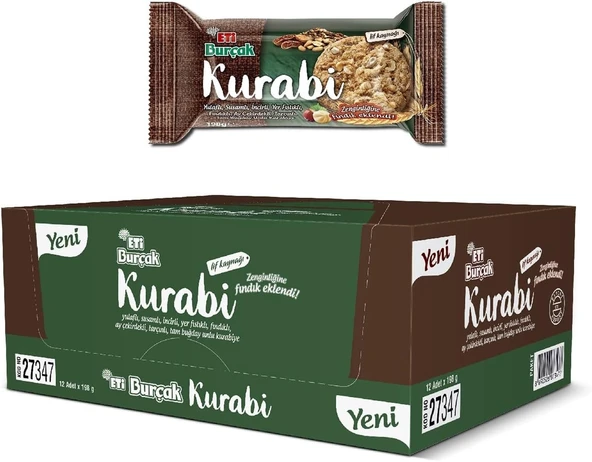 Eti Burçak Kurabi Fındıklı 198 g x 12 Adet