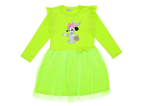 Kız Çocuk Elbise Taşlı Baskılı - Resim 8