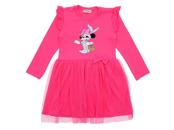 Kız Çocuk Elbise Taşlı Baskılı - Resim 5