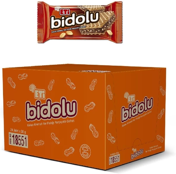 Eti Bidolu Kakao Kremalı Yer Fıstığı Parçacıklı Gofret 81 Gr 12 Adet - 2
