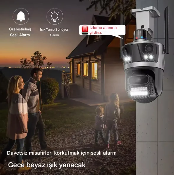 QASUL ICsee WiFi 12MP Kamera 6K 3Lens Bağlantı PTZ Güvenlik Kamera CCTV 3 Ekran Ağ Kamerası 2 Yönlü Ses - 7