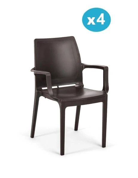 Omnipazar SY-2502 Plastik Eve Bahçe Koltuk Sandalye 4'lü Set - 3