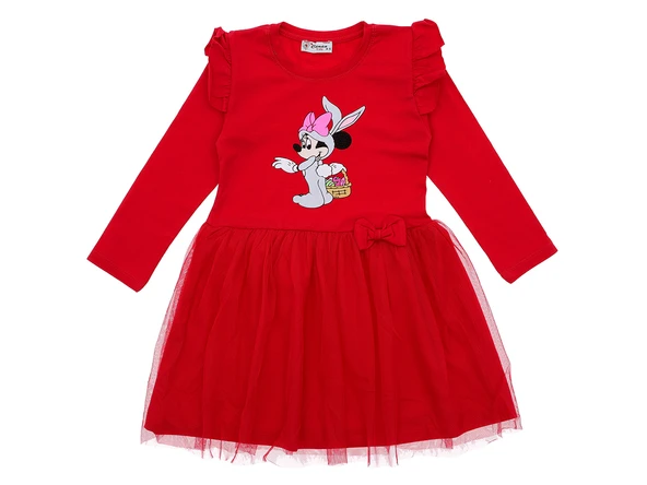 Kız Çocuk Elbise Taşlı Baskılı - Resim 3