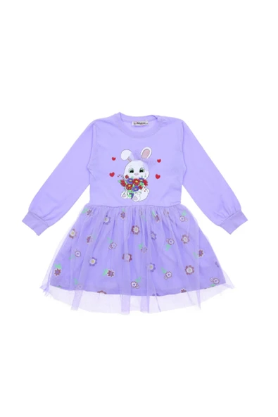 Kız Çocuk Elbise Tüllü Fiyonklu Taç Tokalı - 6