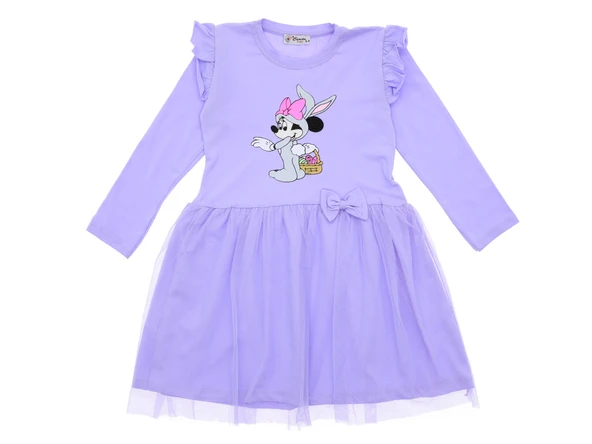 Kız Çocuk Elbise Taşlı Baskılı - Resim 4