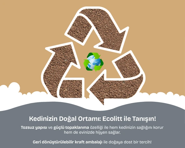 2li Avantaj Paketi Ecolitt Ultra Koku Hapseden Kraft Pakette Topaklanan Kahverengi Bentonit Aktif Karbonlu Kedi Kumu 2x8 kg - 2