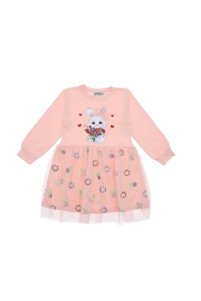 Kız Çocuk Elbise Tüllü Fiyonklu Taç Tokalı - 3