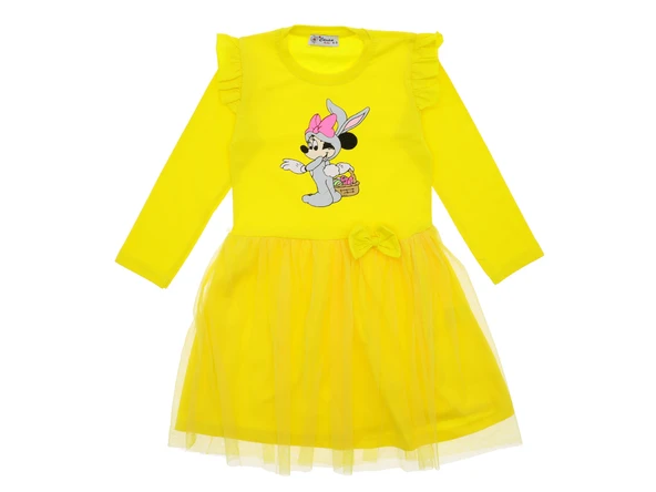 Kız Çocuk Elbise Taşlı Baskılı - Resim 6