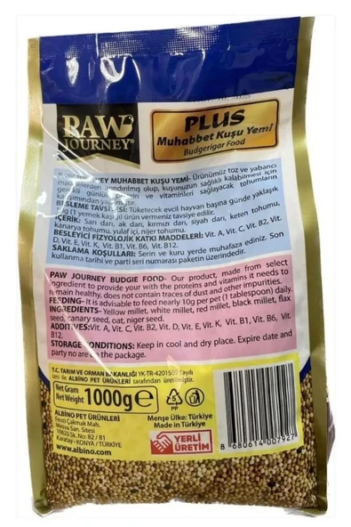 Hs Tarım Paw Journey Plus Vitaminli Muhabbet Kuşu Yemi 1 Kg - 2