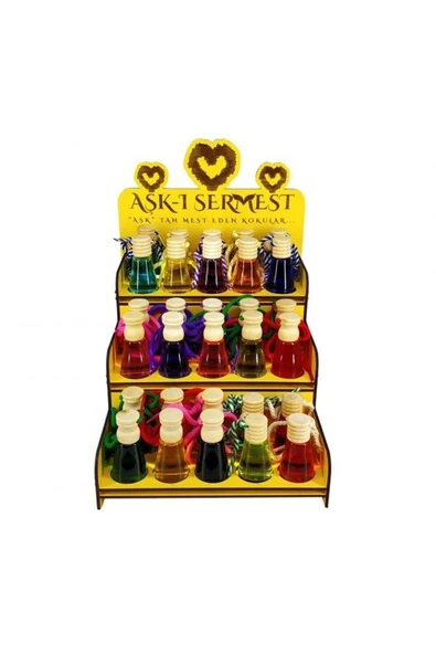 Sarı Ahşap Standlı 30 Adet 8 ML Onee Miilleon Araç Parfümü Oto Araba Kokusu