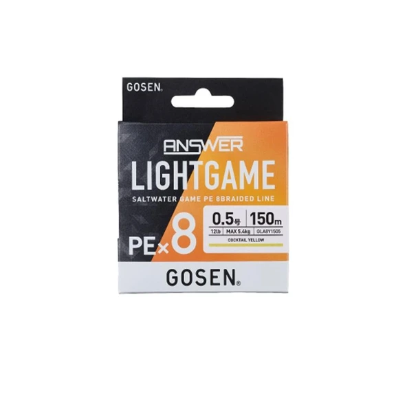 Gosen Answer Light Game PEx8 Örgü LRF İpi  Coctail Yellow 150 MT PE 0.3