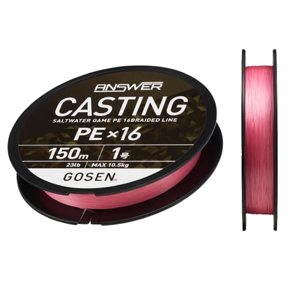 Gosen X16 Casting Answer PE 16 Örgü Spin İpi  PİNK 150 MT 0,205 MM - 6