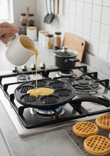 Waffle Tavası - Döküm Pankek Tavası - 27 CM