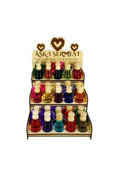 Ahşap Standlı 30 Adet 12  ml  Aşk Bahçeleri Araç Parfümü Oto Araba Kokusu