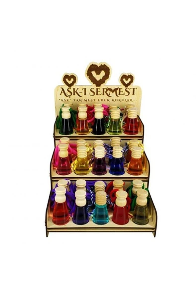 Beyaz Ahşap Standlı 120 Adet 8 ML Fresia & Magnolia Araç Parfümü Oto Araba Kokusu