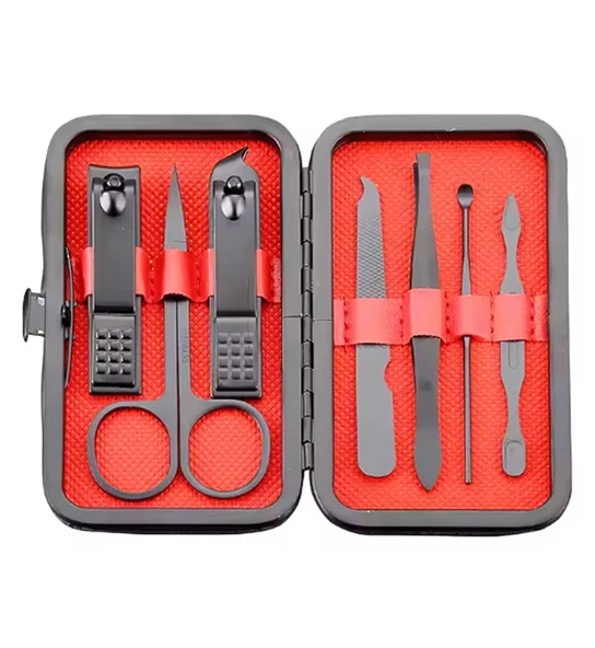 Profesyonel 7 Parça Çok Fonksiyonlu Manikür ve Pedikür Tırnak Seti Siyah Çantalı - 2