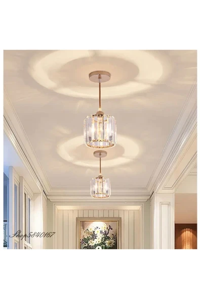 Luna Lighting Lüx Kristal Modern Tekli Gold avize