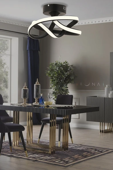 Luna Lighting Vino Riserva Model Siyah Renk Metal Salon Mutfak Oturma Yatak Odası Modern Led Plafonyer Avize - 3