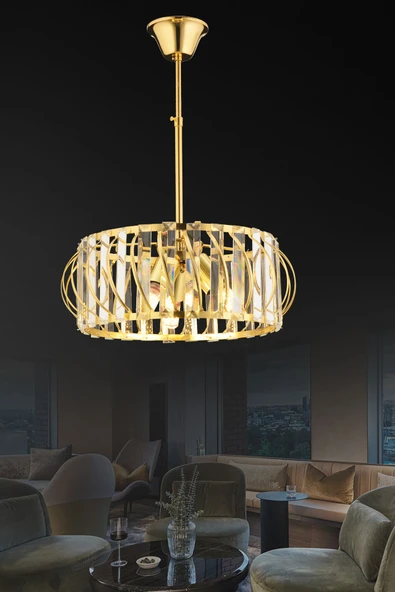 Luna Lighting Luxury Gold Kristal Taşlı Avize 30 Luk
