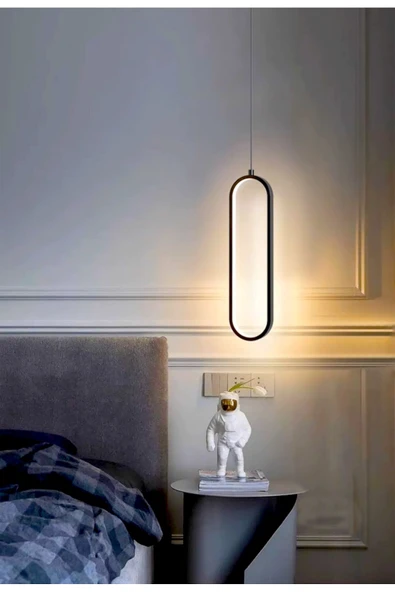 Luna Lighting Piero Model Siyah Renk Metal Salon Mutfak Oturma Yatak Odası Modern Led Sarkıt Avize