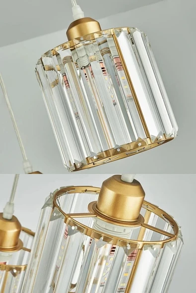 Luna Lighting Dellova Model Modern Luxury Sarkıt Avize Oda Hol Koridor Antre Sarı Kristal Taşlı Avize - 2