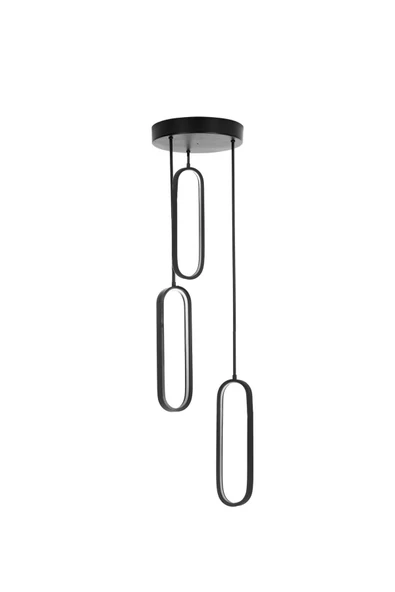 Luna Lighting Piero Model Siyah Renk 3 lü Metal Salon Mutfak Oturma Yatak Odası Modern Led Sarkıt Avize - 3