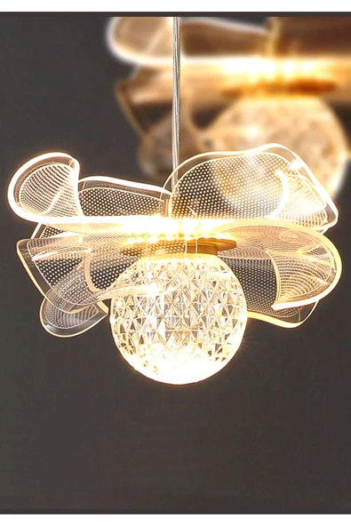 Luna Lighting Kleopatra Model 3 lü Gold Kaplama Metal Salon Mutfak Oturma Yatak Odası Modern Led Sarkıt Avize - 3