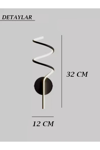 Luna Lighting Lorente Model Siyah Ledli Dekoratif Şık Estetik Yatak Odası Salon TV Ünitesi Pilli Duvar Apliği - 2