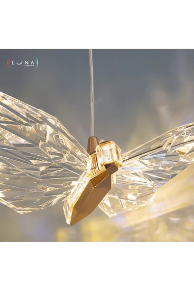 Luna Lighting Kelebek Model Gold Kaplama 3 Renk Metal Salon Mutfak Oturma Yatak Odası Modern Led Sarkıt Avize - 3