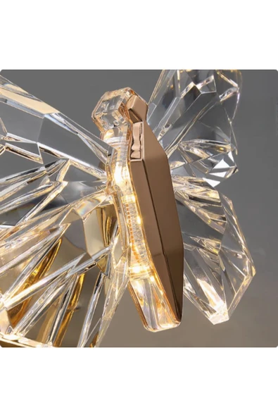 Luna Lighting Kelebek Model Gold Kaplama 3 Renk Metal Salon Mutfak Oturma Yatak Odası Modern Led 3 lü Sarkıt Avize - 2