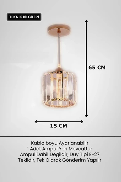 Luna Lighting Dellova Model Modern Luxury Sarkıt Avize Oda Hol Koridor Antre Sarı Kristal Taşlı Avize - 4