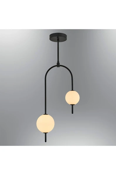 Luna Lighting 3121-2a Stell 2 Camlı Sarkıt Siyah