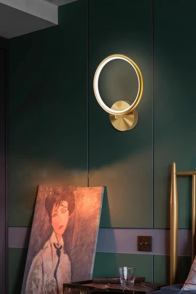 Luna Lighting Oslo Model Ledli Dekoratif Şık Gold Estetik Tarz Kullanışlı Pilli Duvar Apliği