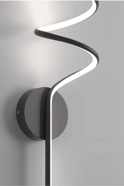 Luna Lighting Lorente Model Siyah Ledli Dekoratif Şık Estetik Yatak Odası Salon TV Ünitesi Pilli Duvar Apliği - 5