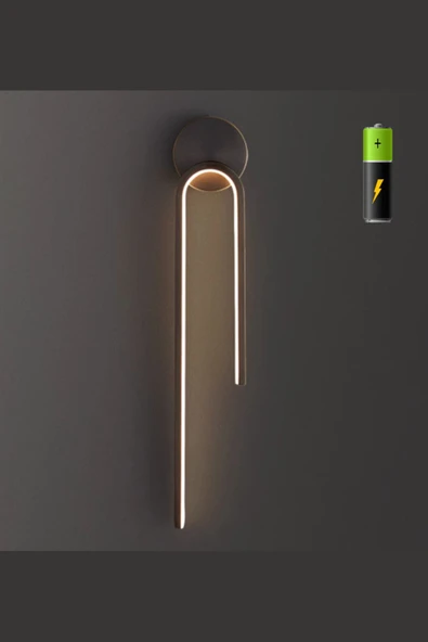 Luna Lighting Titan Model Siyah Renk Şık Dekoratif Oturma Odası Yatak Odası Takımı Pilli Aplik