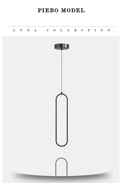 Luna Lighting Piero Model Siyah Renk Metal Salon Mutfak Oturma Yatak Odası Modern Led Sarkıt Avize - 2