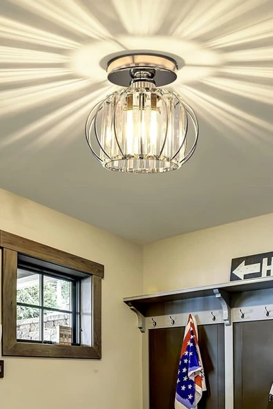 Luna Lighting Bella Luce Model Krom Renk Kaplama Metal Kristal Taşlı Yatak Salon Oturma Odası Plafonyer Avize - 8