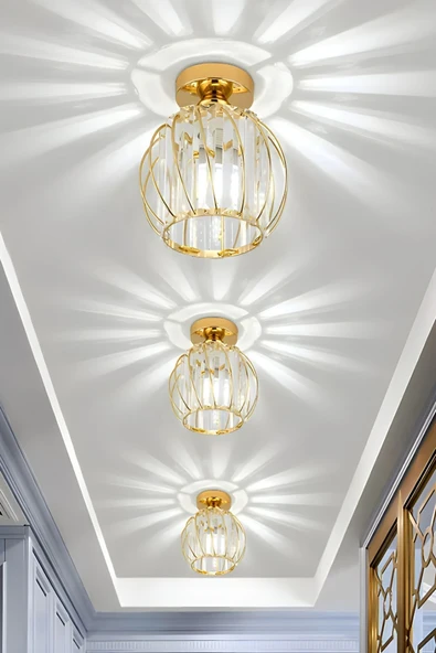 Luna Lighting Bella Luce Model Gold Kaplama Kristal Taşlı Metal Gövde Modern Her Alana Uygun Lüx Plafonyer Avize - 4